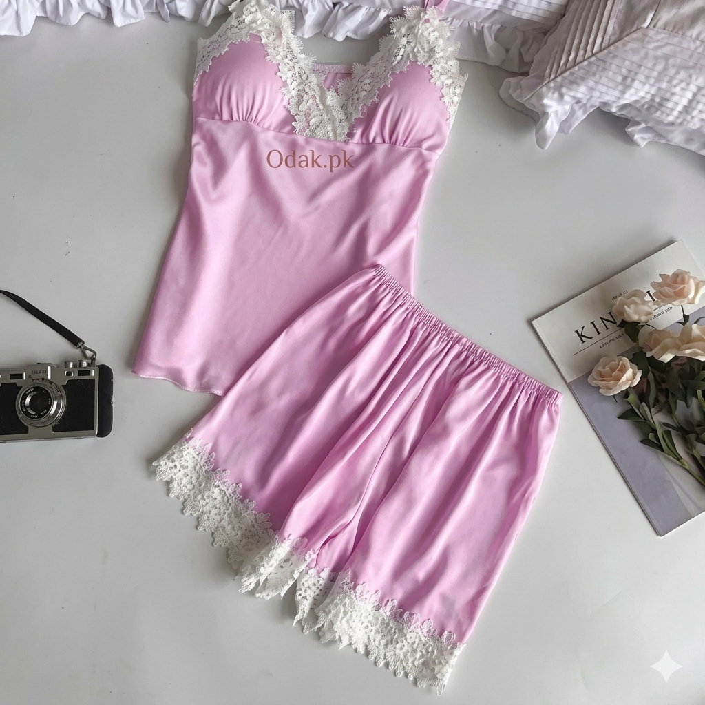 Fankle Womens Pyjamas Set Sexy Lace Trim Satin Sale Sleepwear Babydoll